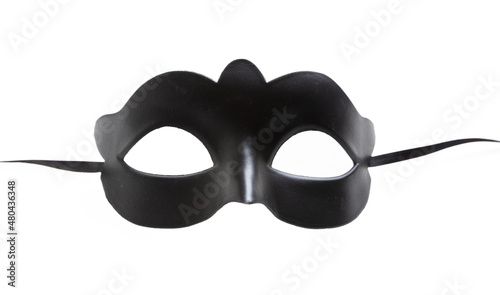Carnival mask isolated on a white background. Black Venetian theatre disguise © Rawf8