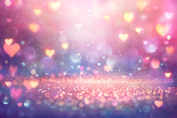 Valentines Shiny Pink Glitter Background With Defocused Abstract Lights
