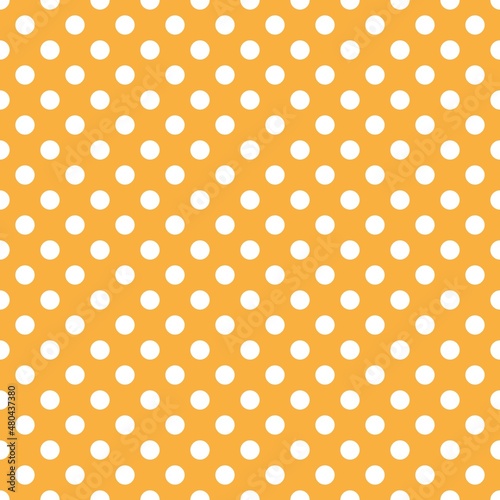 White and orange retro Polka Dot seamless pattern. Vector background.