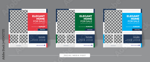 Modern Real Estate social media post, easily editable, colorful, and elegant design. real estate social media post web banner template