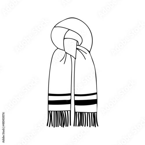 Doodle scarf illustration in vector. Hand drawn scarf icon in vector. Scarf icon in vector.