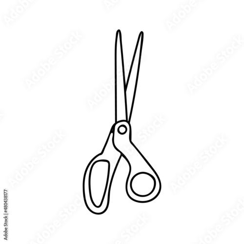Doodle stationery scissor icon in vector. Hand drawn scissor icon in vector. Scissor doodle illustration in vector.