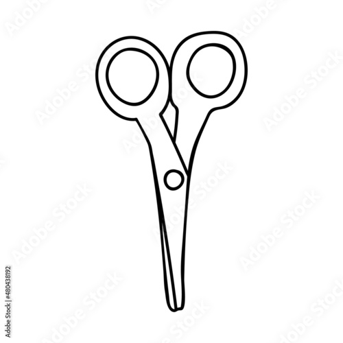 Doodle stationery scissor icon in vector. Hand drawn scissor icon in vector. Scissor doodle illustration in vector.