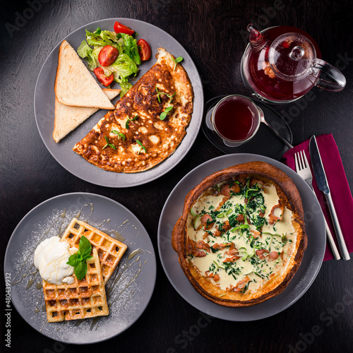 Obraz na plátně set dutch cuisine served on the table top view