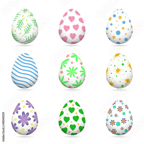 Set of Easter eggs collection on White background