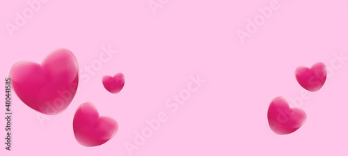flying hearts on a pink background. Vector symbols of love for Happy Women, Mother, Valentine's Day, greeting card design. 