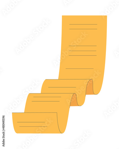 Huge to-do list. Long sheet of paper. Flat vector illustration