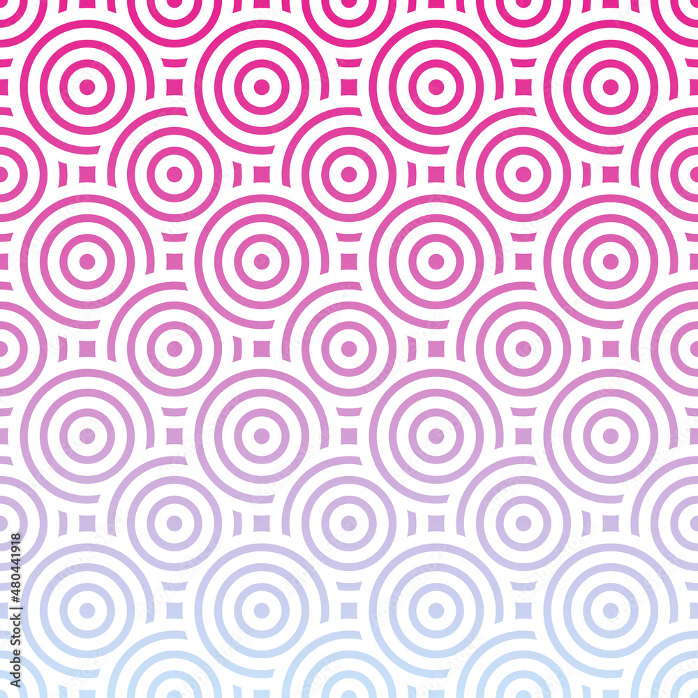 Abstract pink and blue overlapping circles, ethnic pattern background. 