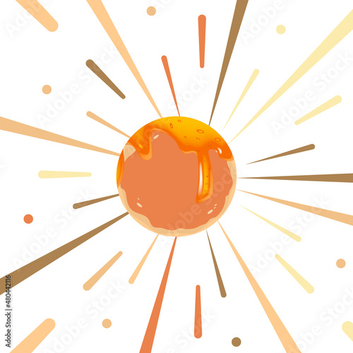 Maslenitsa with sun pancake, vector art illustration.