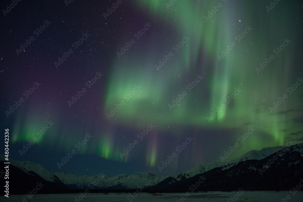 Aurora over Knik River in Alaska