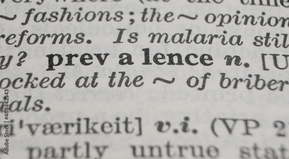 Prevalence dictionary definition close-up. Shallow depth of field. Prevalence dictionary definition close-up. Shallow depth of field.