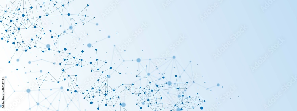 Vector blue abstract background grid. The pattern is a plexus, connections. Design digital technologies, networks. Points and lines of the wave texture, frame. Molecular structure. Medicine.