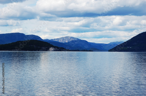 Serene reflective lake in Norway. Lake Nisser, Telemark County.