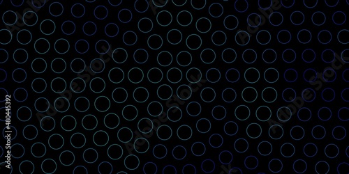 Dark BLUE vector background with bubbles.