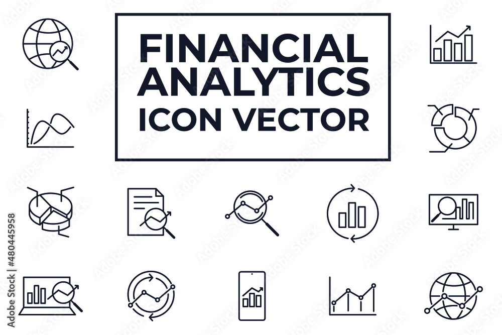 Set of Financial Analytic icon. Financial Analytic pack symbol template for graphic and web design collection logo vector illustration