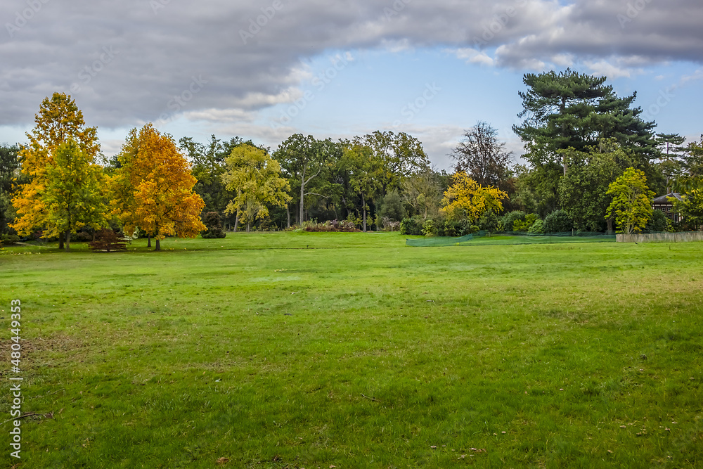 Obraz premium Autumn in Bois de Boulonge park. Bois de Boulogne (