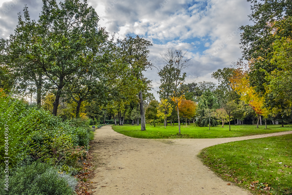 Autumn in Bois de Boulonge park. Bois de Boulogne (