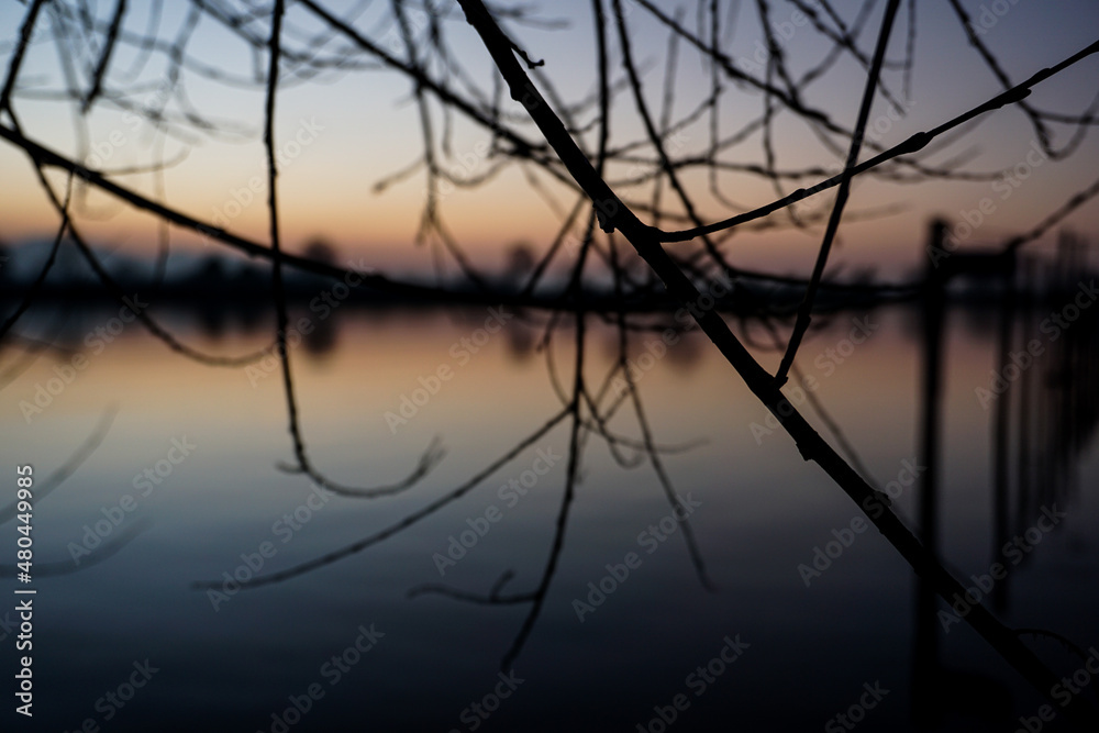 Fototapeta premium sunset over the river