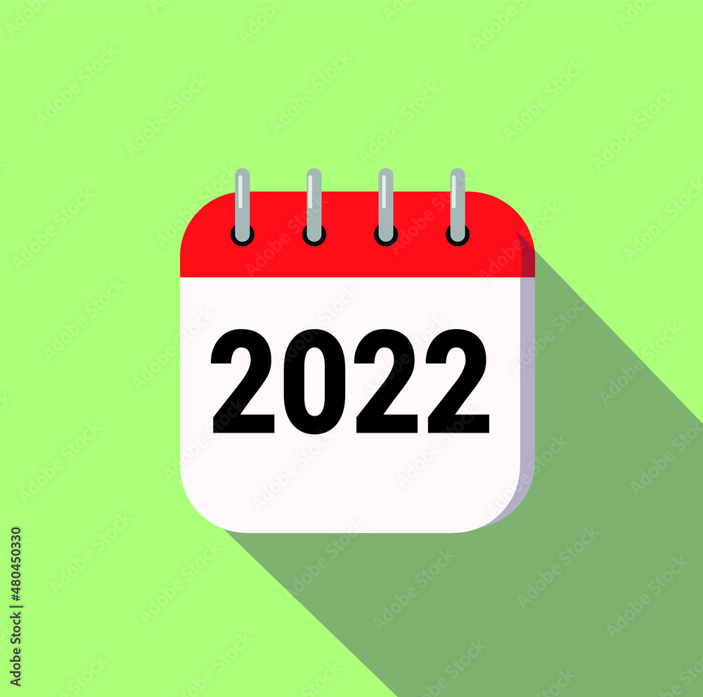 2022 calendar icon with long shadow green background 2022 calendar icon with long shadow green background