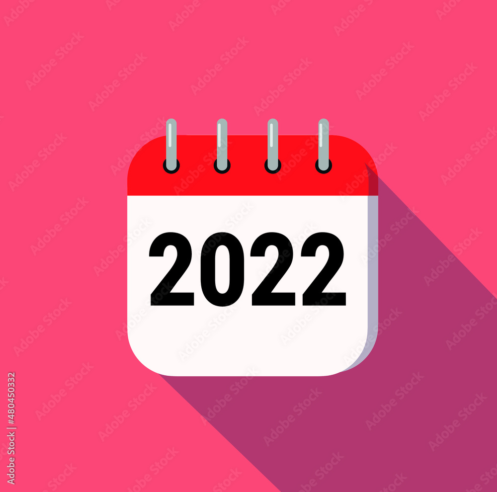 2022 calendar icon with long shadow red background 2022 calendar icon with long shadow red background