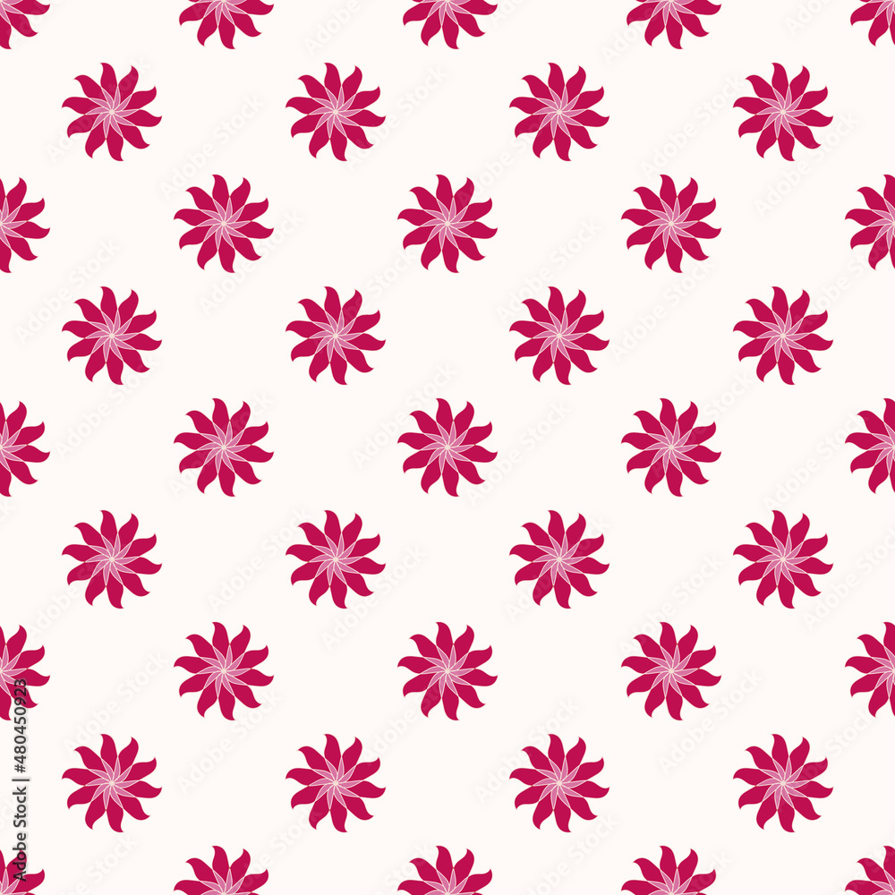 Red pattern on beige background for textile design