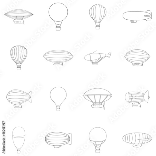 Vintage balloons icon set outline