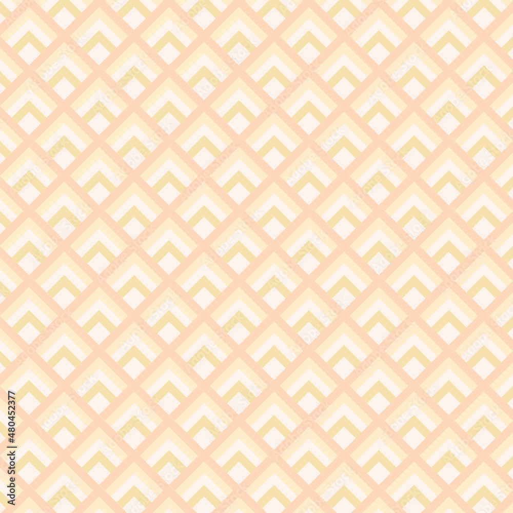 Vector abstract background of endless diamond shapes repeating themselves in cream, tan and pink tones. Monochromatic, classic, trendy, modern, bright design.