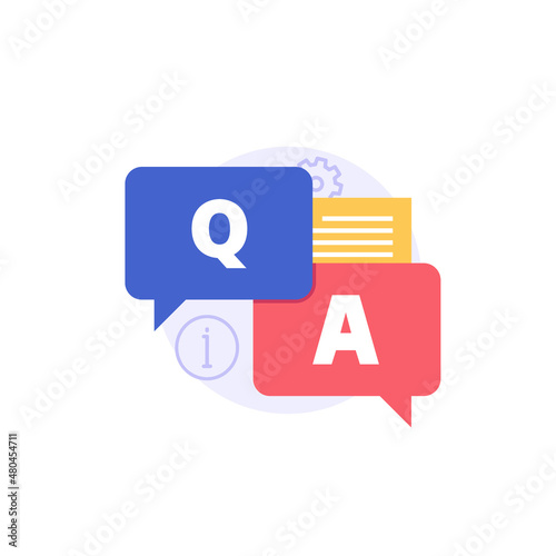 Template for reading frequently asked questions. Finding answer and solutions. Element of customer guide, useful information, faq, questions and answers. Vector illustration flat design for banner