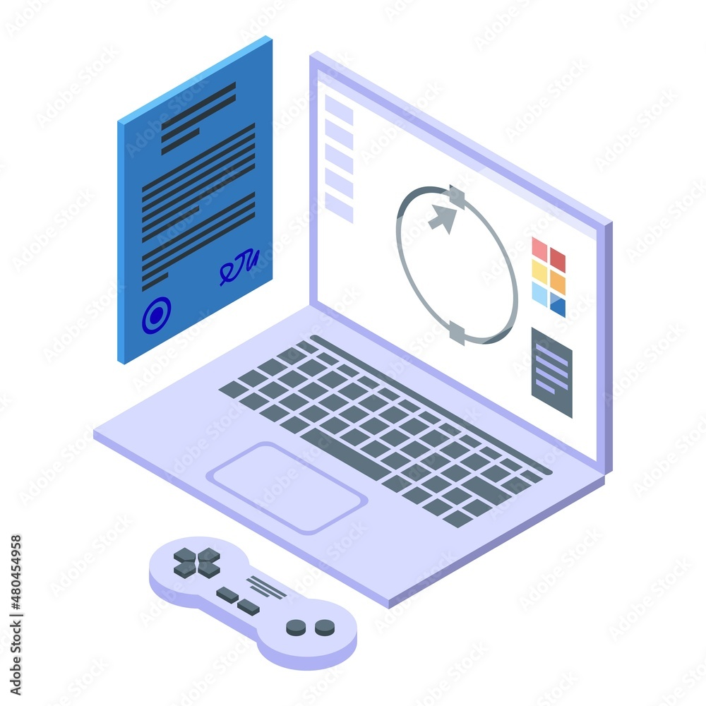 Laptop control icon isometric vector. Product trade Laptop control icon isometric vector. Product trade