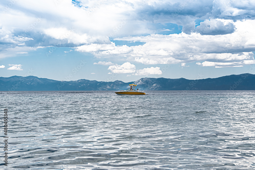Boating on Lake Tahoe in Norther California on a Sunny Summer Day