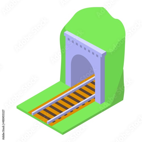 Railway tunnel icon isometric vector. Metro subway