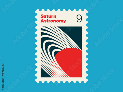 Postage stamp with cover image Astronomy textbook for grade 9 of soviet russian high school