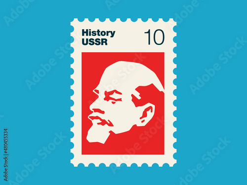 Postage stamp with cover image History USSR textbook for grade 10 of soviet russian high school