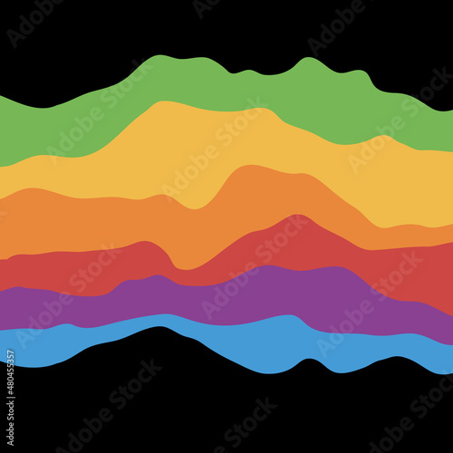 Abstract section of the mountain. Colored soil and rock layers. Subsurface section. Design trend