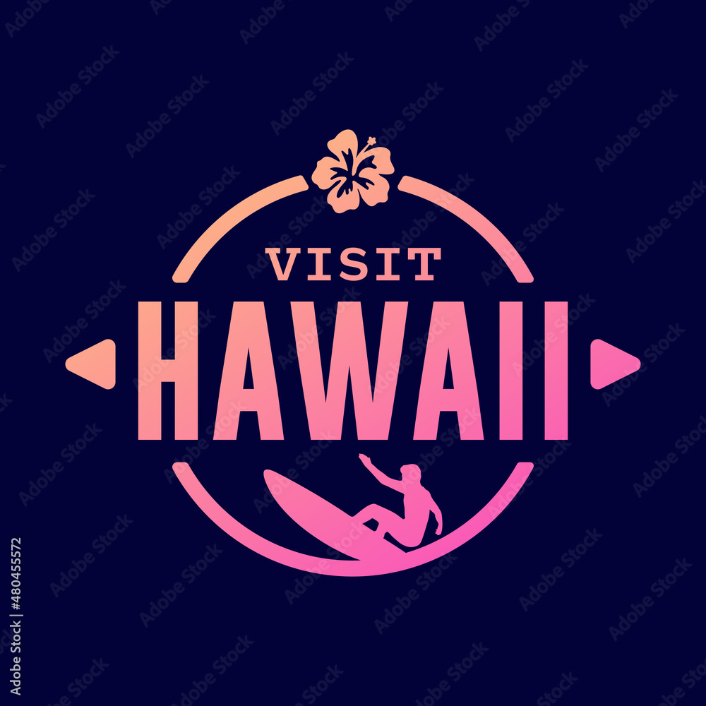 Visit Hawaii state USA, travel logo and icon