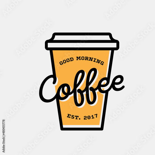 Coffee shop hipster logo illustration