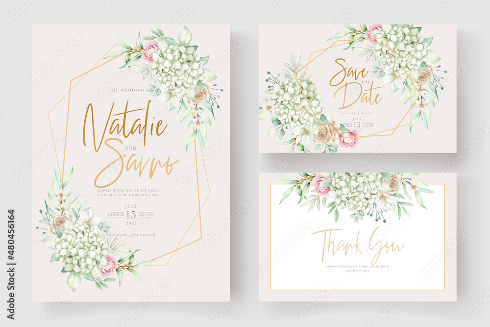 hand drawn hydrangea wedding invitation card set hand drawn hydrangea wedding invitation card set