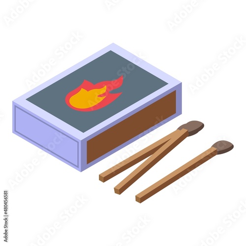 Matches box icon isometric vector. Matchbox fire