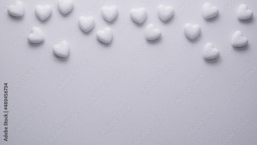 White hearts on a white background. All white Valentine's Day, Mother's Day, baby shower. Luxury minimal. Copy text. White hearts on a white background. All white Valentine's Day, Mother's Day, baby shower. Luxury minimal. Copy text.