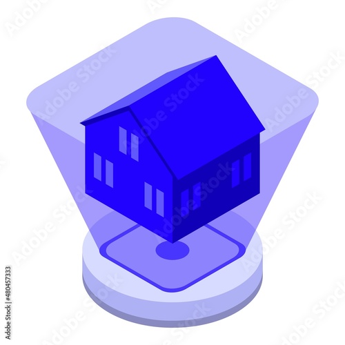 House hologram icon isometric vector. Digital future