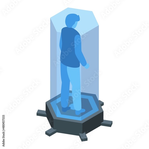 Boy hologram icon isometric vector. Planet future