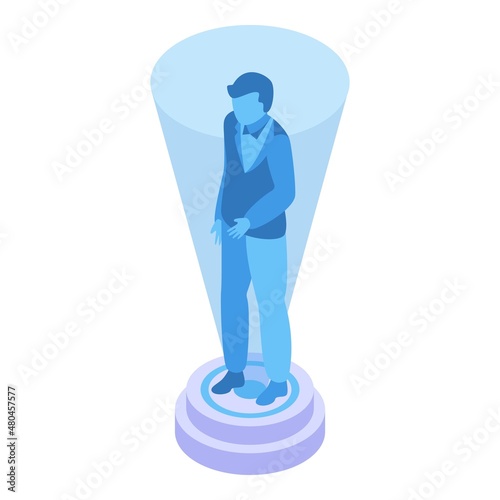 Manager hologram icon isometric vector. Digital projection