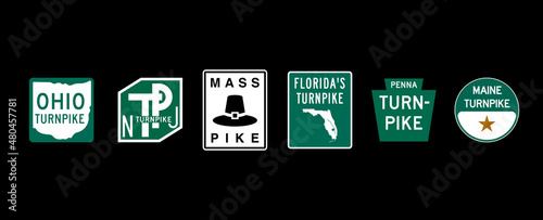 Vector illustration set of the Turnpike road sign