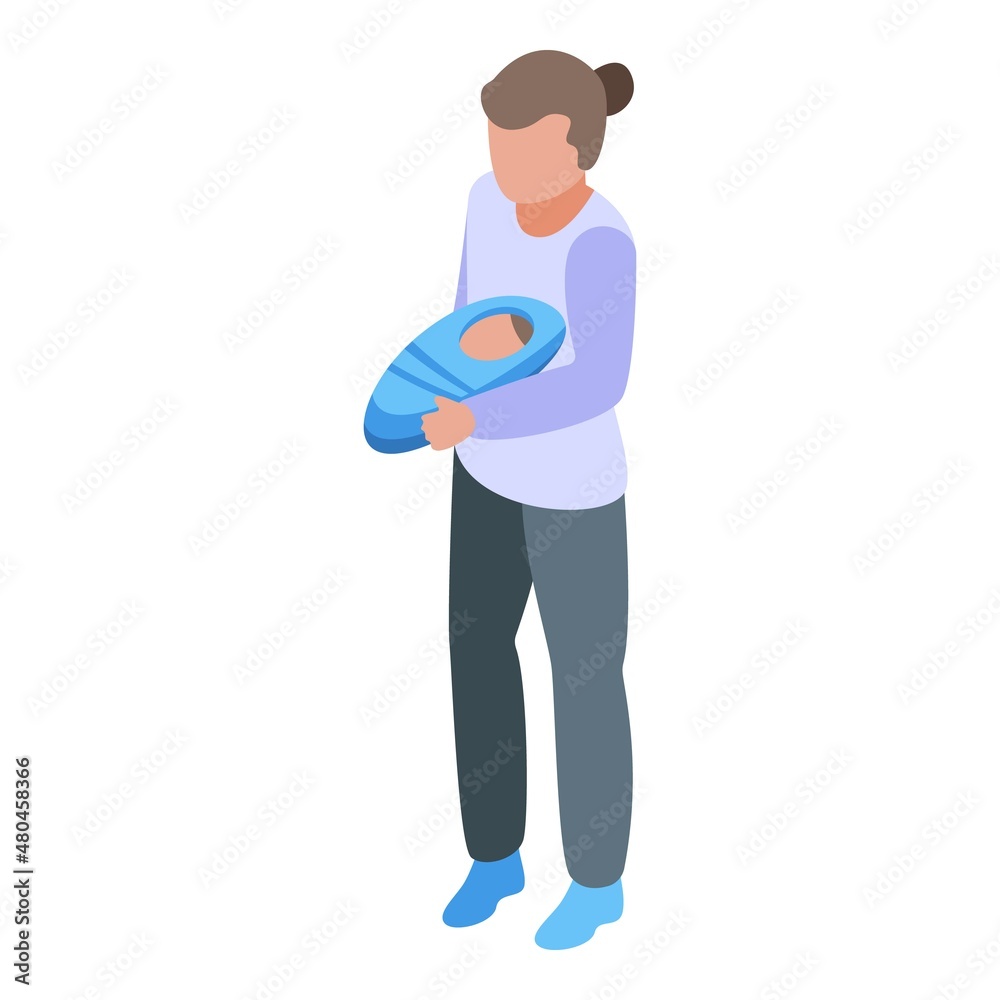 Childs mother syndrome down icon isometric vector. World child