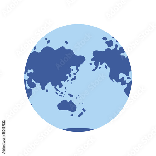 World map eastern globe hemisphere cartoon flat vector icon