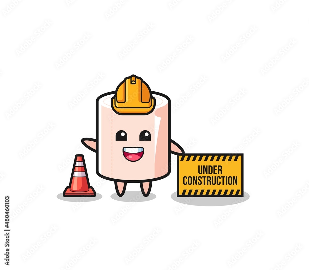 illustration of tissue roll with under construction banner illustration of tissue roll with under construction banner