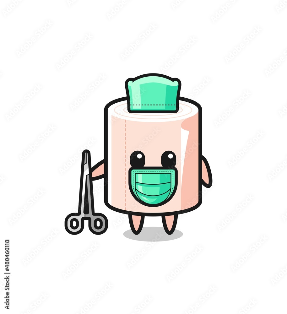 surgeon tissue roll mascot character surgeon tissue roll mascot character