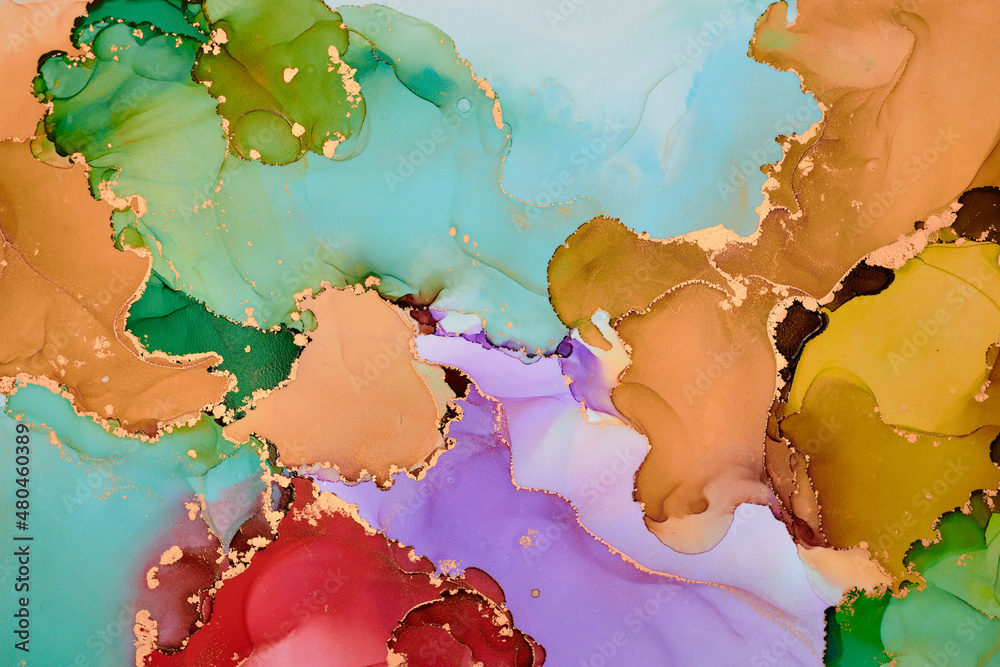 Natural luxury abstract fluid art painting in alcohol ink technique ...