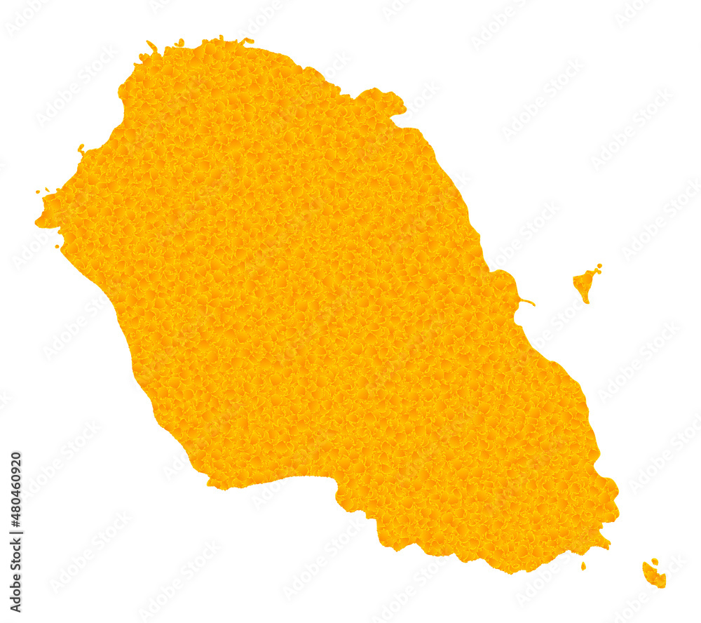 Vector Gold map of Graciosa Island. Map of Graciosa Island is isolated