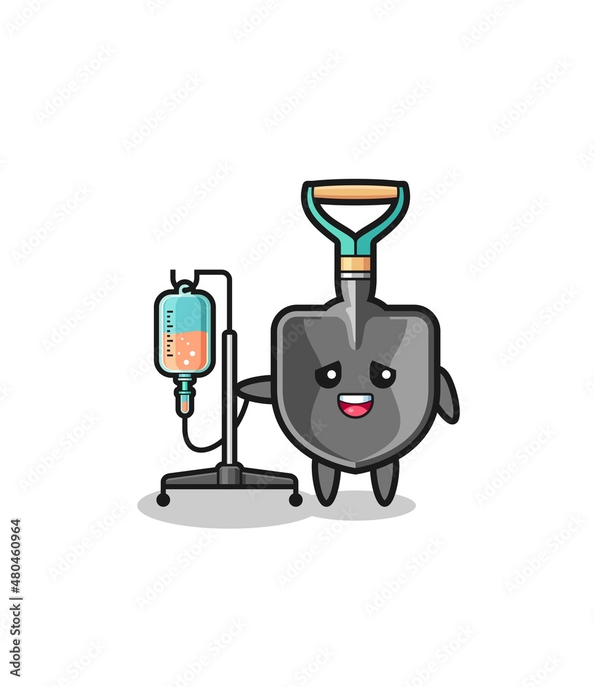 cute shovel character standing with infusion pole cute shovel character standing with infusion pole